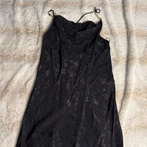 Zara Black Strapless Floral Dress